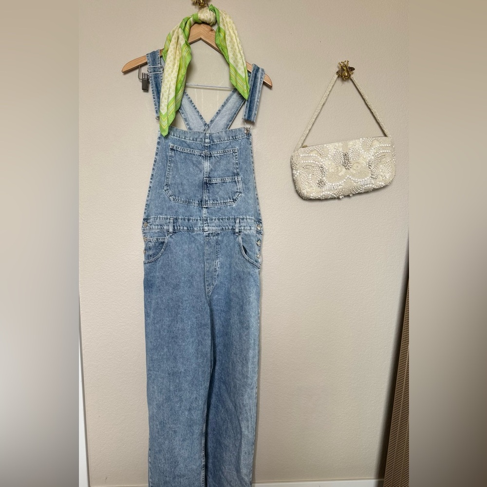 We The Free Light Blue Denim Overalls